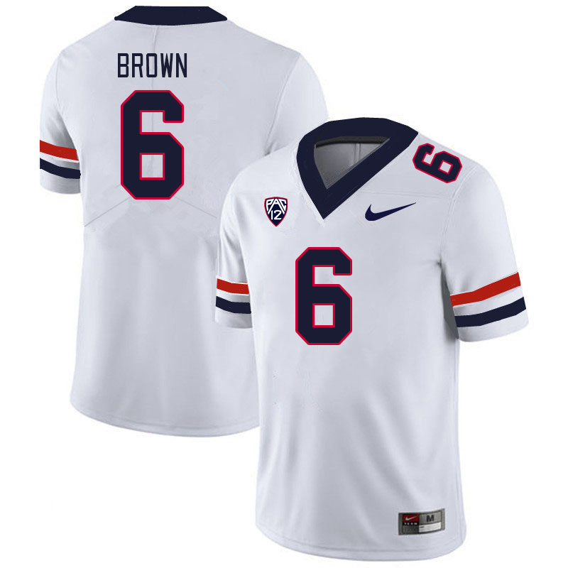 Men #6 Taye Brown Arizona Wildcats College Football Jerseys Stitched Sale-White
